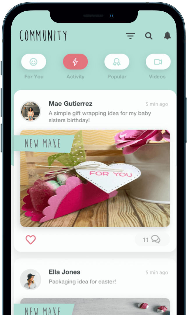The Sizzix native app developer which is a community driven e-commerce app. Made by Nexora Studios  Liverpool app developers.